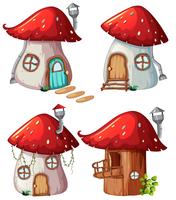 Set of mushroom house vector