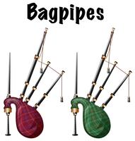 Two bagpipes on white background vector