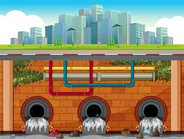 Un sistema de drenaje subterráneo de Big Town vector