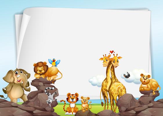 Paper background with wild animals