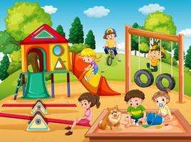 Children playing in playground vector