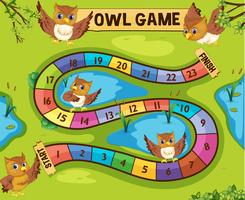 Boardgame template with owls in background vector