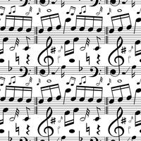 Seamless background with music notes on scales vector