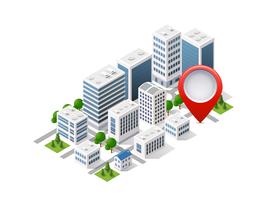 City set of isometric of urban infrastructure vector