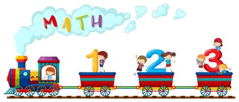 Counting numbers on train with happy children vector