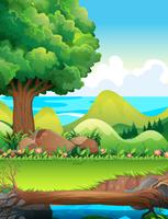 Scene with trees in the field vector