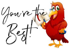 Phrase you're the best with parrot reading book vector