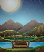 Background scene with fullmoon and river at night vector