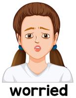 Una niña con expresión facial preocupada. vector