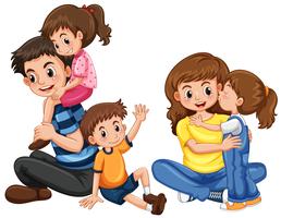Father and mother with three kids vector