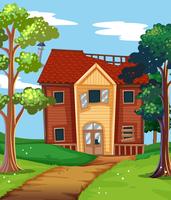 Broken house in the countryside vector