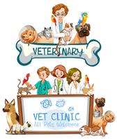 Banner de clínica veterinaria sobre fondo blanco vector