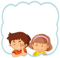 Flat boy and girl frame vector