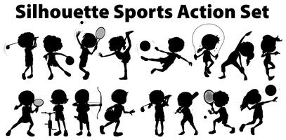 Silhouette sports action set on white background vector