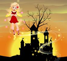 Silhouette scene with fairy flying vector