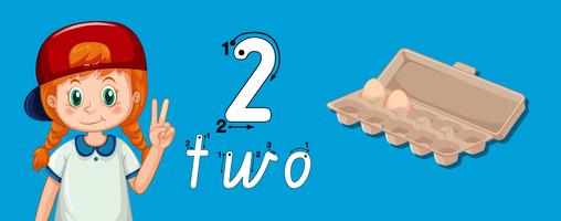 Number two writing guide vector