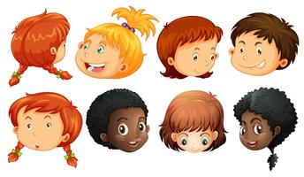 Different face of boys and girls vector