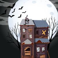 Haunted house on fullmoon night vector
