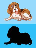 Perro beagle y su silueta vector