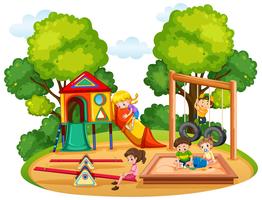 Children playing in playground vector