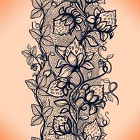 Vector lace seamless pattern decorative strawberry, leaves, intertwined with viscous of lines.