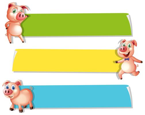 Banner templates with pink pigs