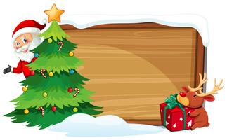 Cartoon xmas wooden banner vector