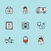 Doodled Healthcare Icons vector