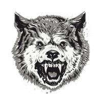 Wolf Head Isolated on White vector