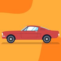Ilustración de estilo plano de coche rojo retro vintage