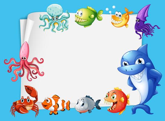 Frame design with sea animals background