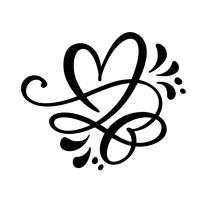 Ilustración del vector de la muestra del amor del corazón. Símbolo romántico vinculado, unirse, pasión y boda. Diseño de elemento plano de día de san valentín. Plantilla para camiseta, cartel, cartel.