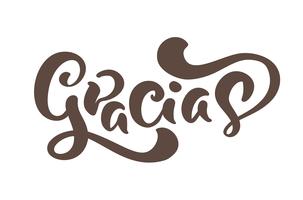 Gracias Vector text in Spanish Thank you. Lettering calligraphy vector illustration. Element for flyers, banner and posters print. Modern calligraphic