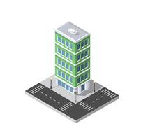 District of the city street houses Isometric vector