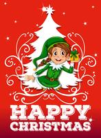 Christmas theme with elf and present vector