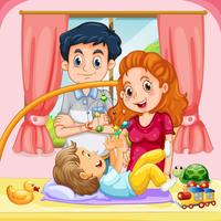 Family with toddler at home vector