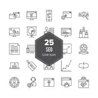 conjunto de iconos de línea SEO optimización de motores de búsqueda vector