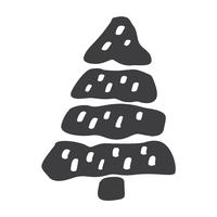 Christmas Tree vector icon silhouette shape. Simple contour symbol. Isolated on white web sign kit of stylized spruce. Handdraw scandinavian cartoon picture