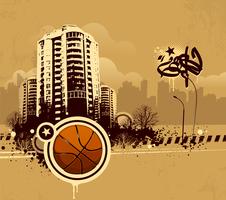 Grunge urban basketball background vector