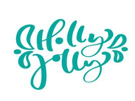 Texto del vector de las letras de la caligrafía del vintage del torquoise de Holly Jolly. Para la página de lista de diseño de plantilla de arte, estilo de folleto de maqueta, portada de banner, folleto de impresión de folletos, póster