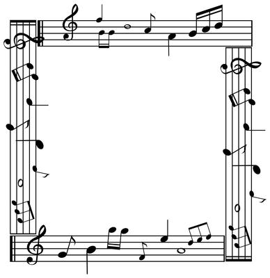 Border template with musicnotes on white background