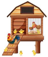 Chicken coop with many chicks vector