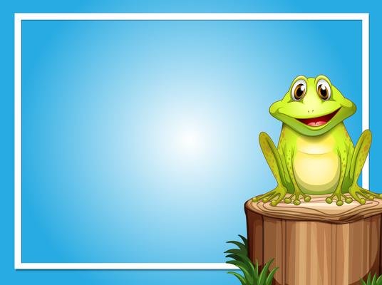 Frame template with happy frog on the log