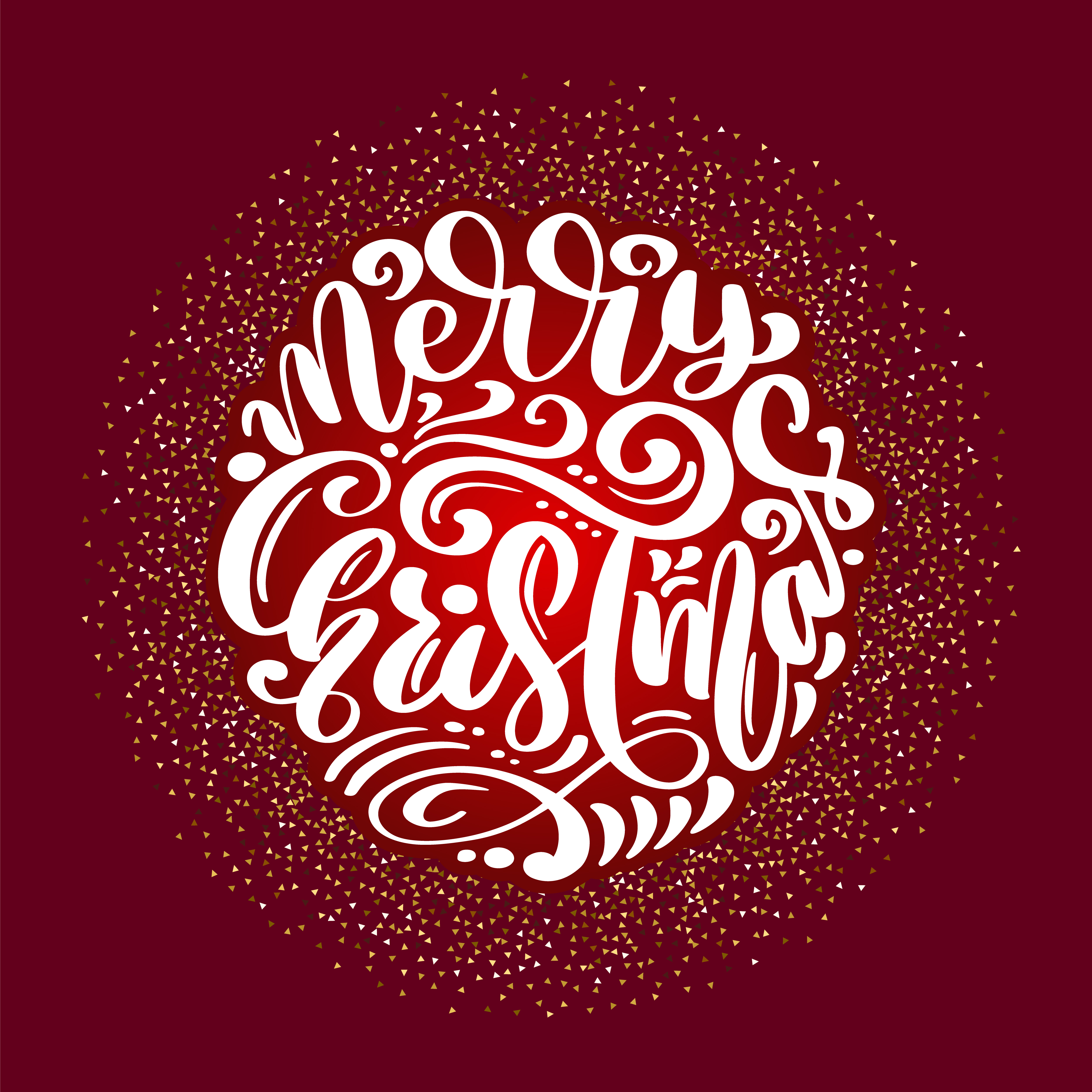 Merry Christmas Calligraphy Vector Text Lettering Design On Red