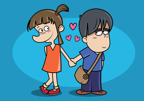 Boy And Girl Holding Hands vector