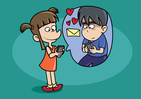 Girl And Boy Chatting In Phone vector