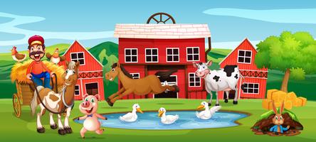 Happy farmer at farmland vector