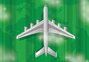 Realistic Airplane With Landscape Background vector