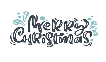 Merry Christmas vintage calligraphy lettering vector text with winter drawing scandinavian flourish decor. For art design, mockup brochure style, banner idea cover, booklet print flyer, poster