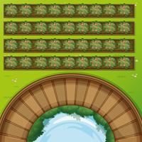 Top view of park with flowerbeds vector